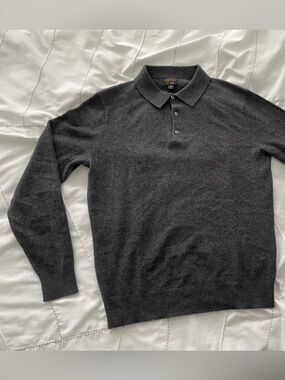 J. Crew Charcoal Gray Cashmere Polo Sweater